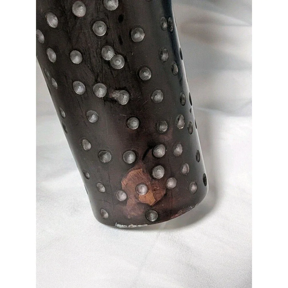 Vintage Besmo Hand-Carved Kenya Dark Slim Tapered Tall Soapstone Vase Brutalist